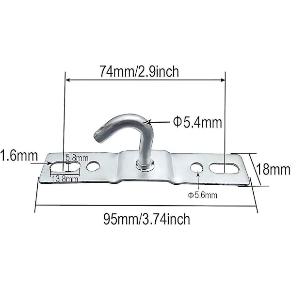 6 stk Takkrok 95mm Taklampe Baseplate Takkronelys Krok Skruefeste Heavy Duty Galvanisert Jern For Europeisk Lampe Takvifter Strøm