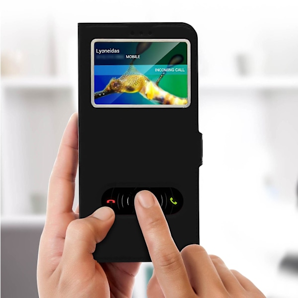 Huawei Mate 20 lite Kotelo Kaksi Ikkunaa Videojalusta Musta