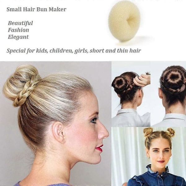 Extra Small Hårknutsmakare för Barn, 6-Pack Mini Donut Styler (Small 2\", Off-White)