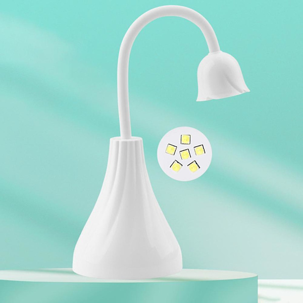 LED UV-neglelampe, Mini Roseblomst Håndfri Lampe Svingbar Negletørker Rask Tørking Neglelakk Herdelampe Svanehalslys Blitsherdelampe For Hjem DIY