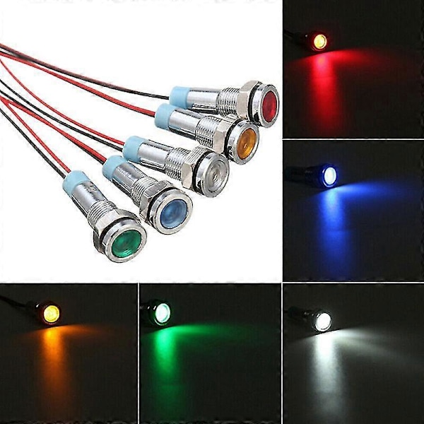 5x Bil Båd 12v-24v 6mm LED Indikator Lys Instrumentpanel Advarselslampe Hfmqv