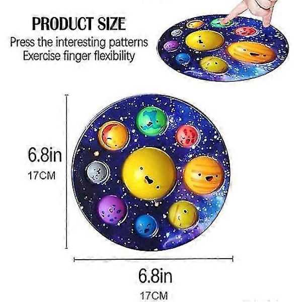 2 stk. Finger Tryk Boble Sjovt Legetøj - C Solsystem Legetøj Boble Planet POP Angstlindring Voksen Gave Børn