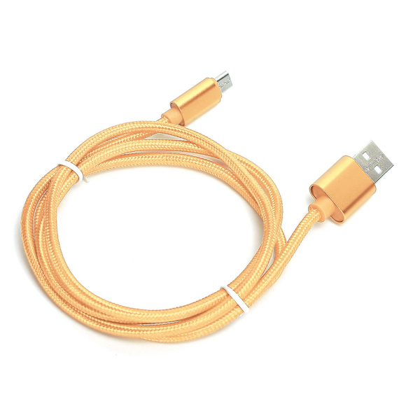 Kestävä 1M Punottu Micro USB Latauskaapeli - Kulta