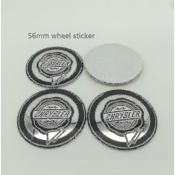 4 st 54mm 56mm 60mm 64mm Chrysler 300c Bilhjulscentrumkåpa Navkapsel Resin Emblem Dekal Klistermärke Styling Tillbehör, 56mm Svart Klistermärke