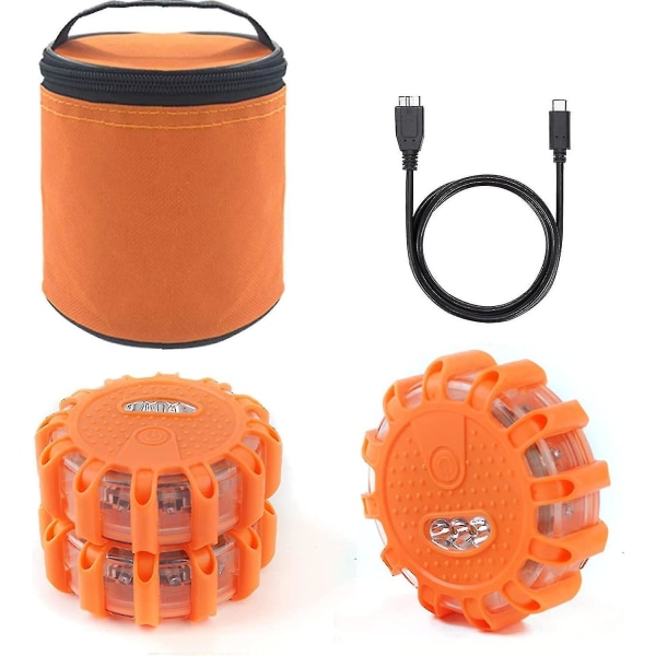 Kryc USB Genopladelige LED Vejblus Emergency Lys - Vejside Advarsel Bilsikkerhedsbeacon Blinkende Disk Blus Kit Med Magnetisk Base Til Køretøjer Bo