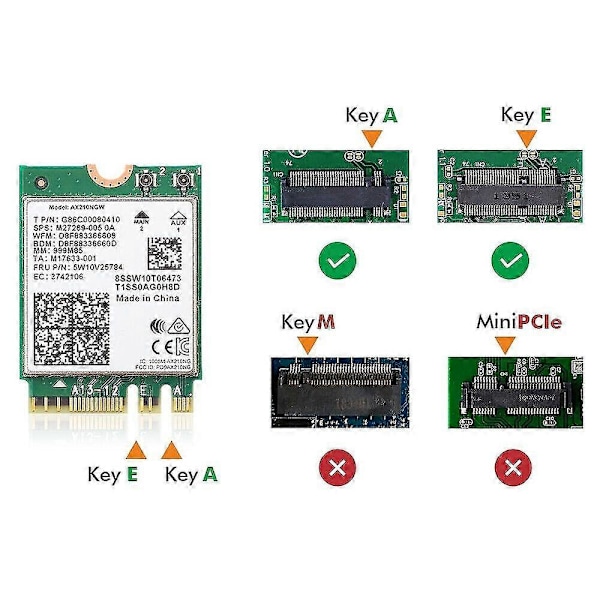 WiFi 6E Desktop Kit kompatibel med AX210 Bluetooth 5.2 Wifi-kort 802.11Ax 2.4Ghz/5Ghz AX210NGW Wi-F