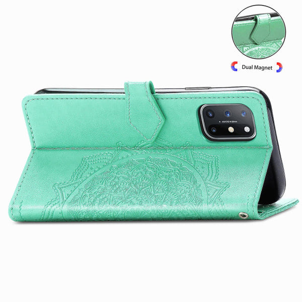 Fodral för OnePlus 8t Omslag Läder Plånboksfodral Omslag Mandala Magnetisk Flippskydd Stötsäker - Grön