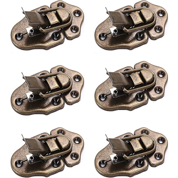 6 Set Brons Spännen Sats Antik Imitation Verktygslåda Spänne 4x7cm Lequeen