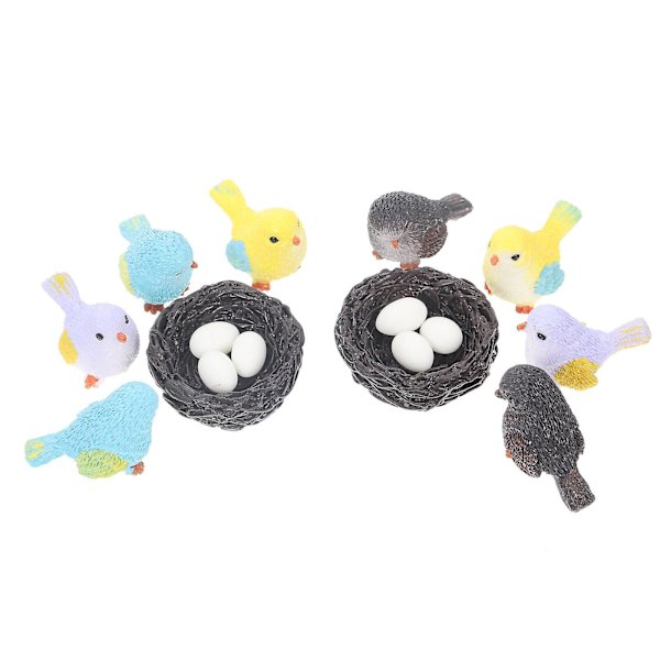 2 Set med Fågelfigurer Söta Mikrolandskapsfågelfigurer Miniatyr Fågeldekoration