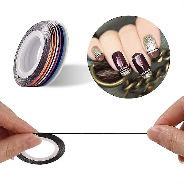 Nagelkonstkit Nagelkonstborstar Nagelprickverktyg Nagelstrimmor Rhinestones Kristaller Nagelfilset För Kvinnor