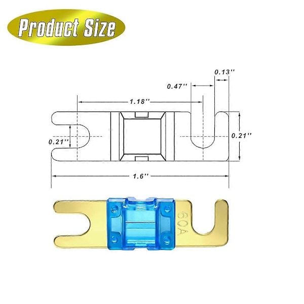 18 Stykker Mini ANL Sikring, Forgyldt ANL Sikringspakke (20A, 30A, 40A, 50A, 60A, 80A, 100A, 125A, 150A) til