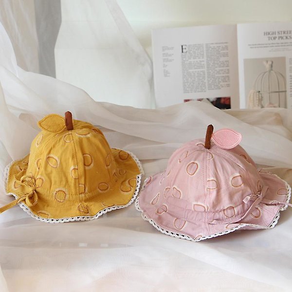 Kreativ tredimensjonal epledesign solhatt for barn, floppy strandhatt, bred brem, justerbar hetteomkrets 48 cm (lilla)