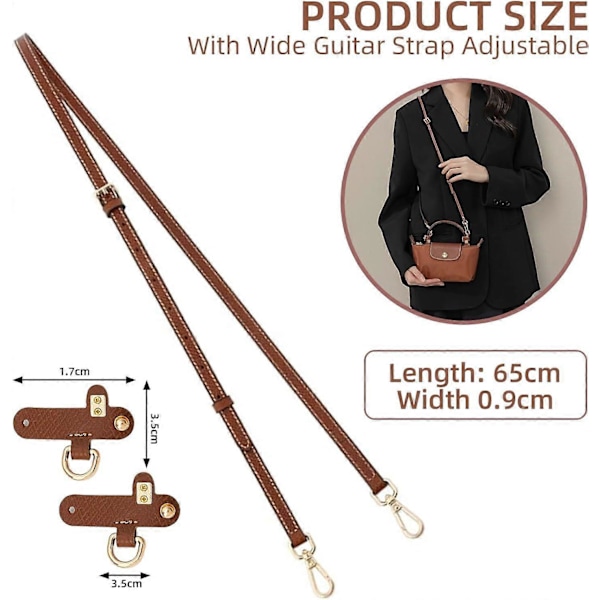 Skulderstropp for Longchamp-veske, Skulderstropp for veske, med 2 skulderstroppadaptere, Skulderveskestropp, Justerbar skulderstropp for vesker, for