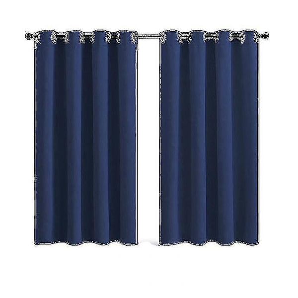 Blackout Navy Blue Curtains 2 Panels With Grommets For Living Room( Size : 34 * 45 Cm )