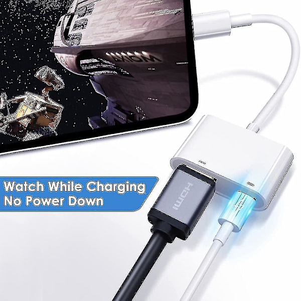 Apple Lightning Digital AV Adapter Apple Mfi-certificeret Lightning til HDMI Adapter HDMI Kabel Konnektor 1080p Synkroniser Skærm til TV/HDTV/Monitor/Projektor C