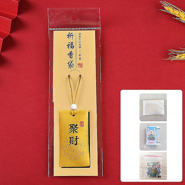 Spirituelt Salt med Pose, Buddhistisk Spirituelt Saltpose Halskjede, Broderte Spirituelt Salt