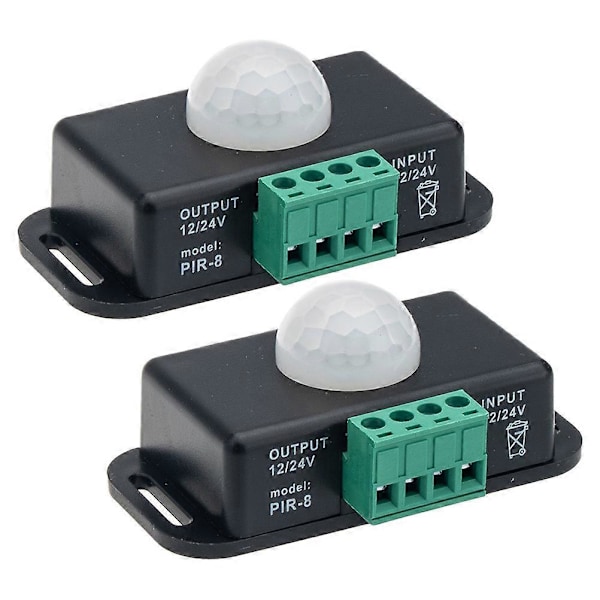 2 stk. Sports Switch Motion Lyskontakt Pir Sensor Switch PIR Controller 12 Volt Timer Switch Bevægelsessensor Switch