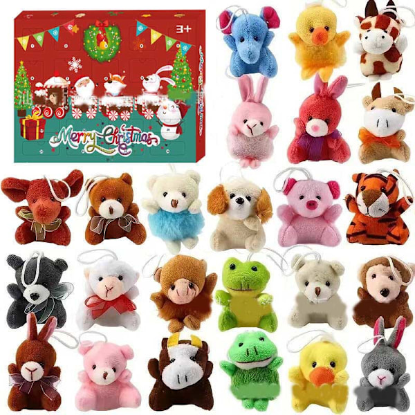 Christmas Advent Calendar Plush Doll Keychain Pendant Children's Surprise Calendar Hand-torn Gift Box-B