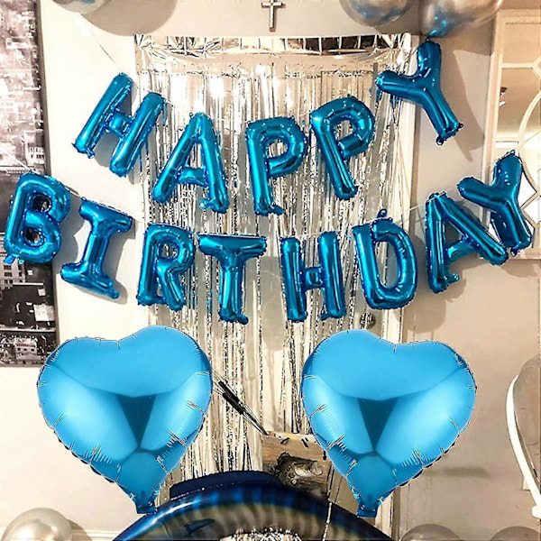 Ballonger 16-årsdag Dekoration Pojkar, Blå Födelsedagsdekoration 16 År Pojke, Folieballong Grattis på Födelsedagen Dekoration 16-årsdag Pojkar Barn - SN