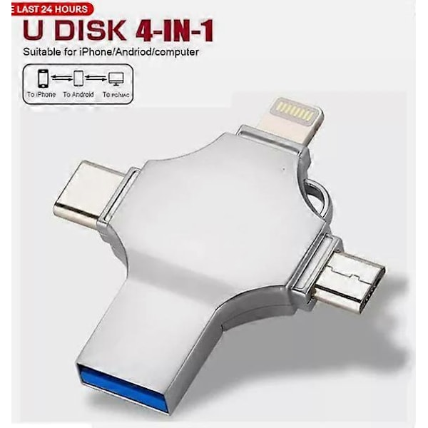 2TB 1TB 4in1 Muistitikku Valokuvien Tallennus OTG iPhone Samsung Android PC:lle