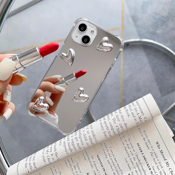 Iphone 13 Spegelfodral Flexibelt Sött Hjärta Mjukt Silikon Genomskinlig Sminkspegel Kvinnor Flickor Stötsäkert Skydd Skal Fodral För Iphone 13