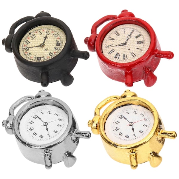 4 stk. Miniaturealarmer Mini Urmodeller Tiny Alarm Clocks DIY Håndværk Mini Hus Tilbehør
