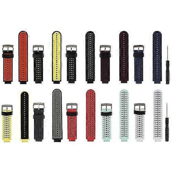 Garmin Forerunner 230 / 235 / 620 / 630 / 735xt To-farvet Silikon Sportsrem Sort 1 Stk