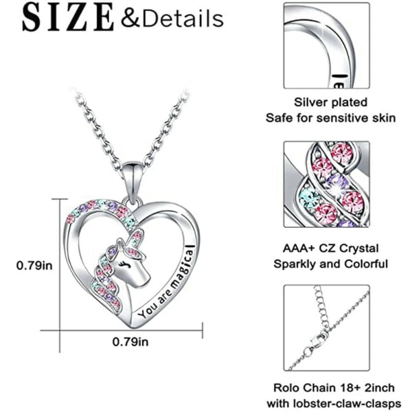 Rhinestone Diamant Unicorn Hjerte Hengesmykke for Kvinner Jente