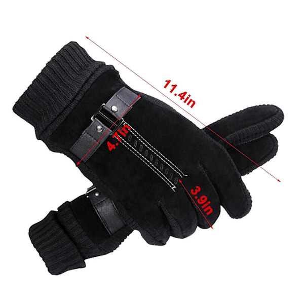 Pigskin Gloves Men's Winter Riding Touch Screen Warm Windproof Plush Thickened Cotton Gloves Outdoor Cycling Motorcycle Gloves