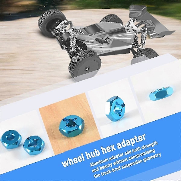 Alumiiniseos 12mm yhdistävä pyörän navan kuusiokoloadapteri päivitykset 144001 1/14 RC-autolle varaosat, sininen