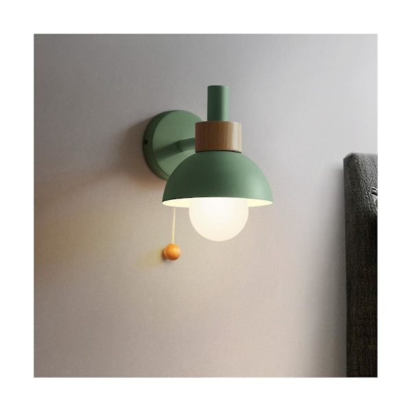 Led vägglampa med strömbrytare Trä vägglampor Inomhusbelysning Heminredning Sängbord Sovrum Vardagsrum