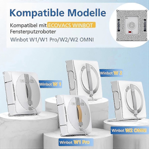 6-pak rengøringspuder til Ecovacs Winbot W1 / W1 Pro / W2 / W2 Omni vinduesrensningsrobotter, vinduesklud