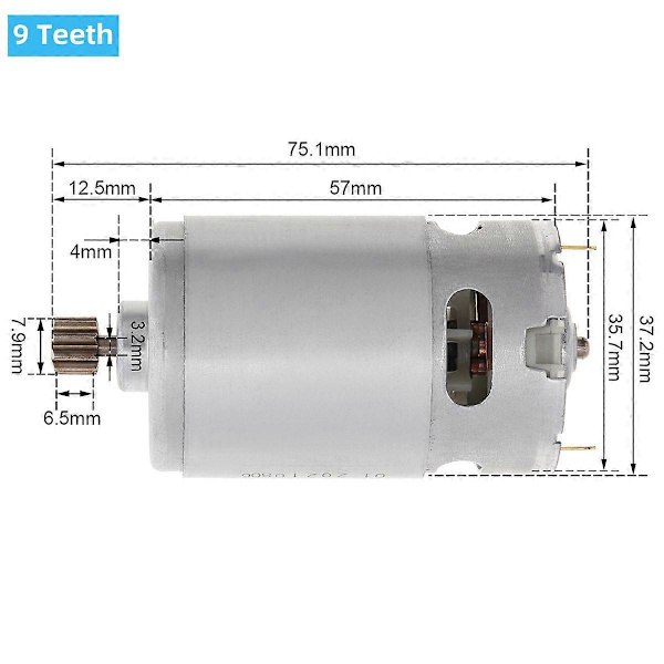 RS550 DC-motorer 10,8V/12V/14,4V/16,8V/18V/21V/25V Borrmotor med 9/11/12/13/14 Tänder Högvridmoment Växellåda för Elektrisk Borr