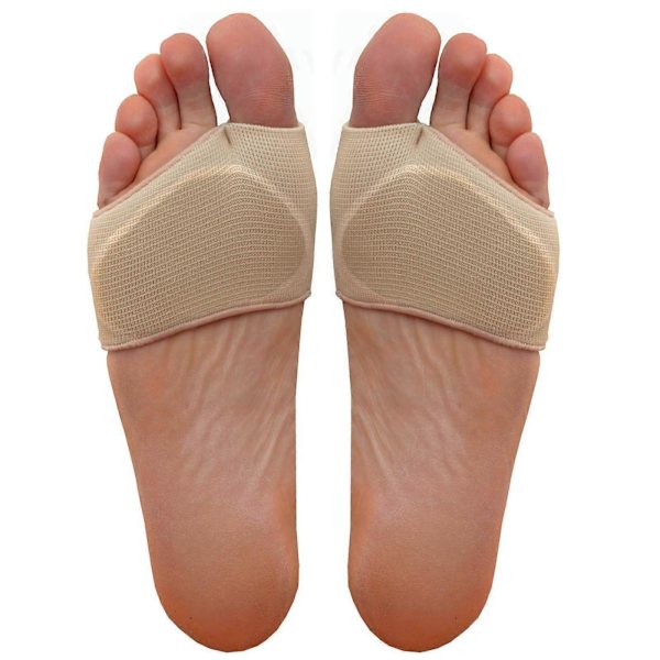 Metatarsaalitukit naisille ja miehille - Jalkapallon tyyny - Geelisuojat - Pehmeät kangassukat jalkojen tukemiseen ja kivun lievittämiseen (Beige)