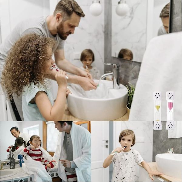 Pakke med 2 Tandsbørste-Tidsmålere Smiley Tandsbørste-Tidsmåler Sandsyn 3 Minutter Tidsmåler Til Børn Nedtælling Beregning Til Tandsbørstning, Spil, Coo