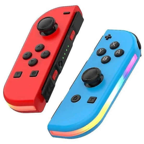 Langaton ohjain yhteensopiva Nintendo Switchin, OLED:n ja Liten kanssa, peliohjaimen joystick (l/r) korvaaminen RGB-valolla oikealla -