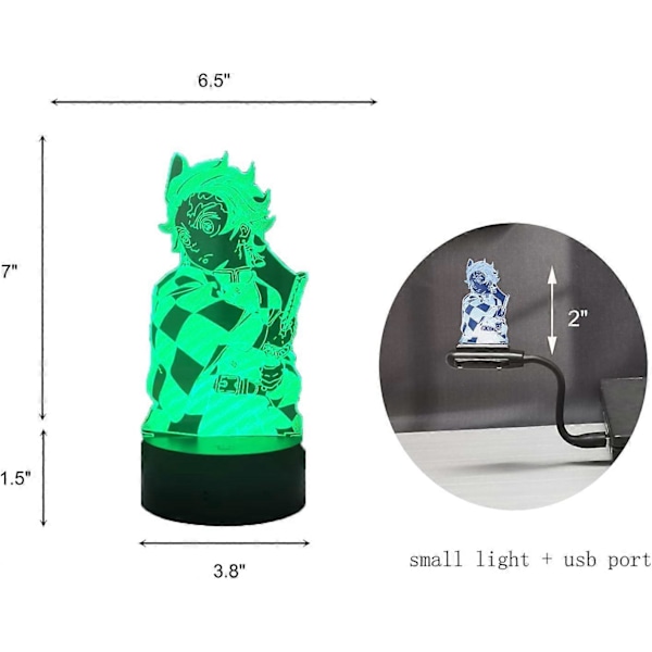 Kamado Tanjirou 3D Illusion Demon Slayer LED Anime Lampe Bordlampe