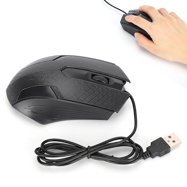 Profesjonell svart kablet mus for kontor-bærbar PC - 2400dpi høy presisjon og ergonomisk design (Q57)