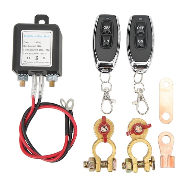 Fjernbetjent Batteri Afbryderkontakt, DC 12V Bil Kill Switch, Tyverisikring, Hovedafbryder Med Fjernbetjening Kobberterminal Til Bil (12v120a)