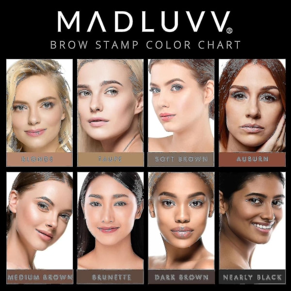 Madluvv Eyebrow Stencil Kit - Lätt att använda, naturligt utseende, 6 populära former, som används av proffs - Inkluderar stämpel, schabloner, Spoolie och resväska (