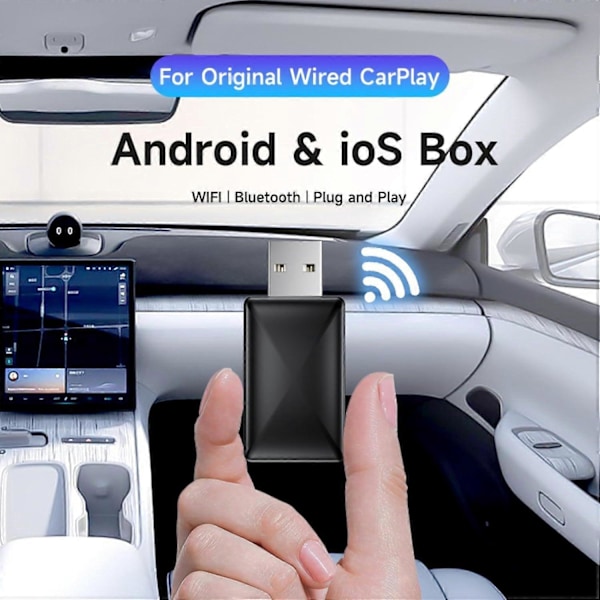 2 I 1 Trådlös Carplay Adapter, Plug & Play Magic Link Carplay Stabil Snabb