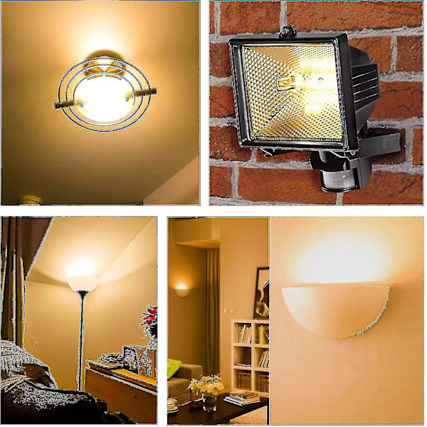 Pakke med 6 Halogenpærer R7s 78mm 100w 230v, Dimmbare Halogenrørlampe, Varmt Hvit 2700k, 1500lm, Lineær Halogenspotlight, For Landskapsbelysning, Wor