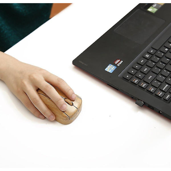 2024 Ny trådløs optisk bambusmus med USB-modtager, velegnet til bærbare computere, computere