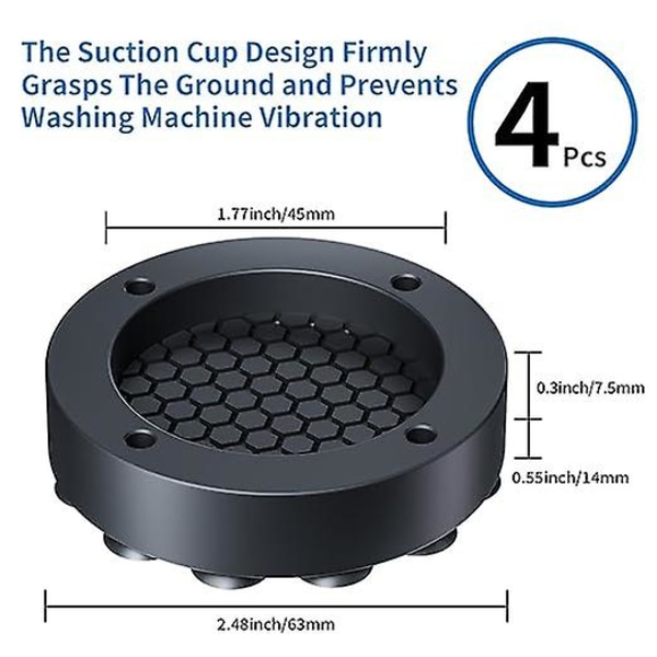 Tvättmaskinsvibrationsskydd - 19 sugkoppar - Höjt - halkfritt - tyst - Extra tjockt - Dämpare - Stapelbara - Torktumlare - Diskmaskin - Brusdämpare