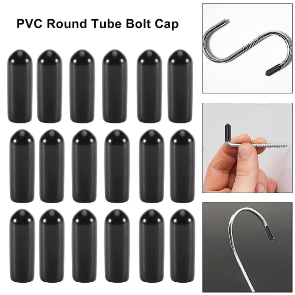 100 st gummikåpor 4 mm ID PVC rund rör bultkåpa lock skruvgängsskydd svart
