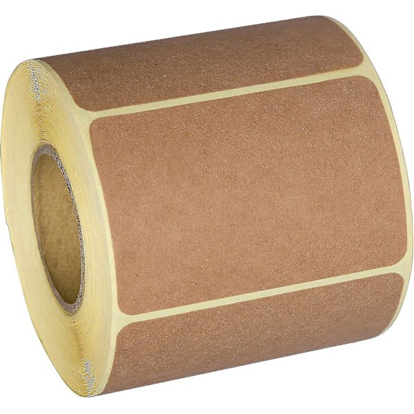 2x3 tum bruna Kraft-klistermärken (300 per rulle) - Rektangulära tomma klistermärken för butiksägare, hantverk, organisering, burk- och konservetiketter, pris