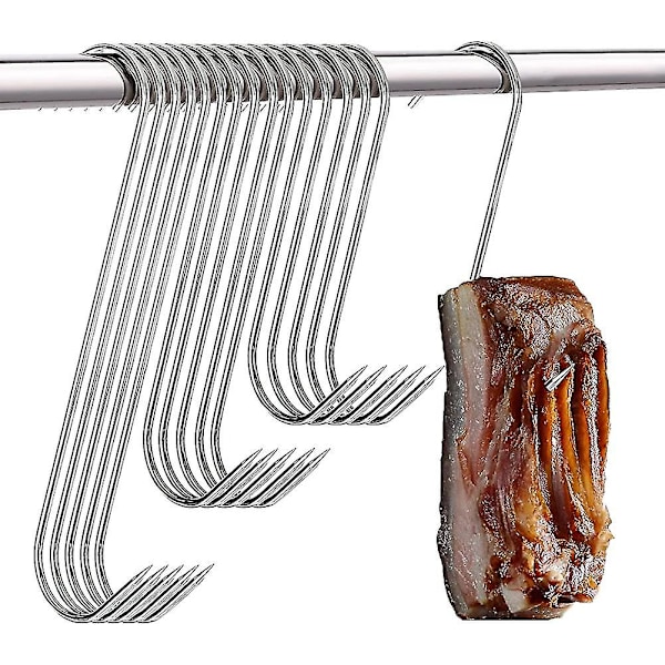 15 stycken köttkrokar, rostfritt stål hängkrokar, S-formade hängkrokar tung gåva