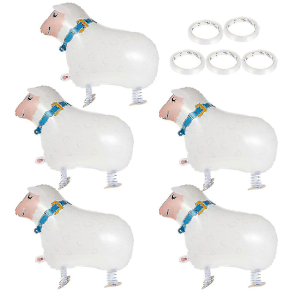 5 stk Oppblåsbare Gående Sau Ballonger Dyreballonger Gående Kjæledyr Ballonger - På lager