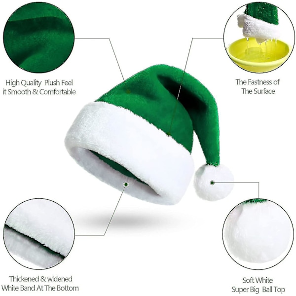 Grøn Julemandshue Julemandshue Til Voksne Deluxe Julemandshue Kostume Plys Julepynt