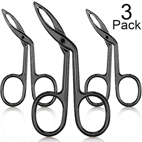 3-pack ögonbrynssaxar pincett, saxformad ögonbrynspincett med rak spets, pincett med platt spets